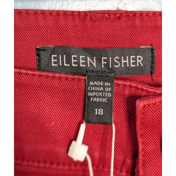 Eileen Fisher Organic Cotton Red Slim Ankle Jeans Size 18 Eco-Friendly Stretch - Picture 2 of 15